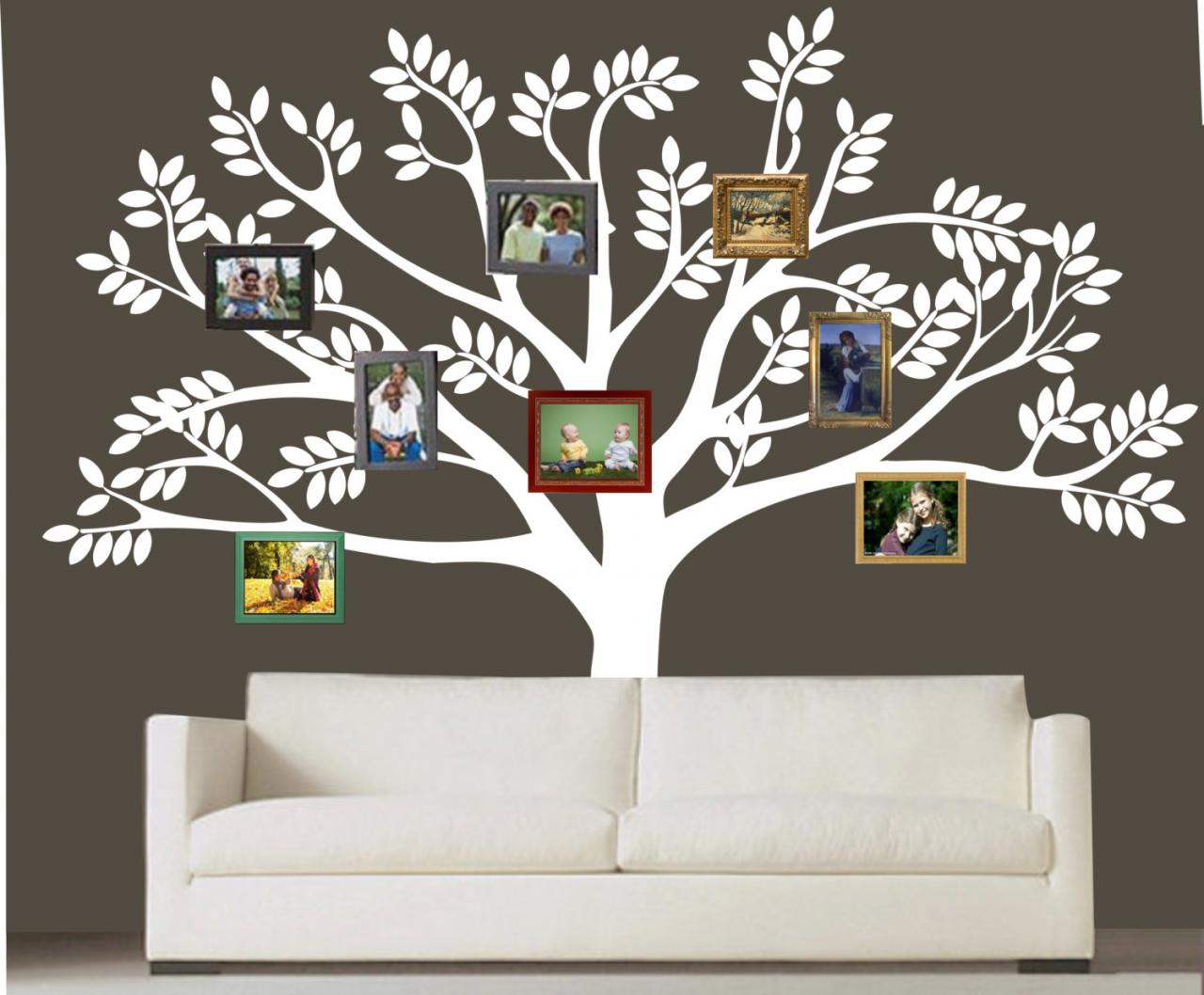 Custom Family Tree Decal Vinyl Wall Decal Photo White Tree Decals Leaf